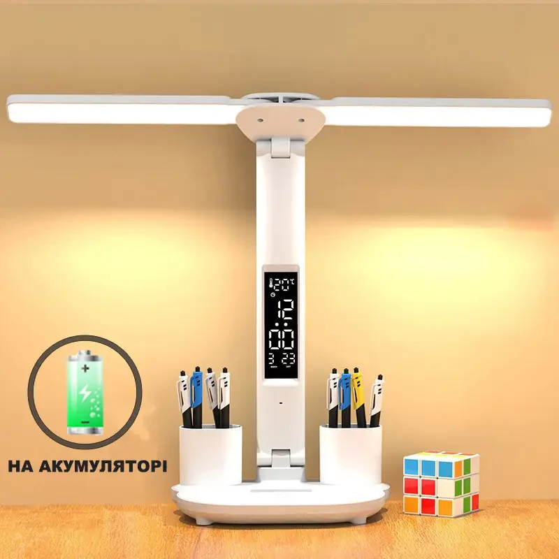 Лампа світлодіодна настільна на акумуляторі Doublehead з календарем - фото 11 Лампа світлодіодна настільна на акумуляторі Doublehead з календарем - фото 11