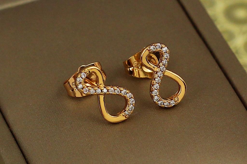 Серьги гвоздики Xuping Jewelry восьмерки 1,2 см Золотистый (2416682824)