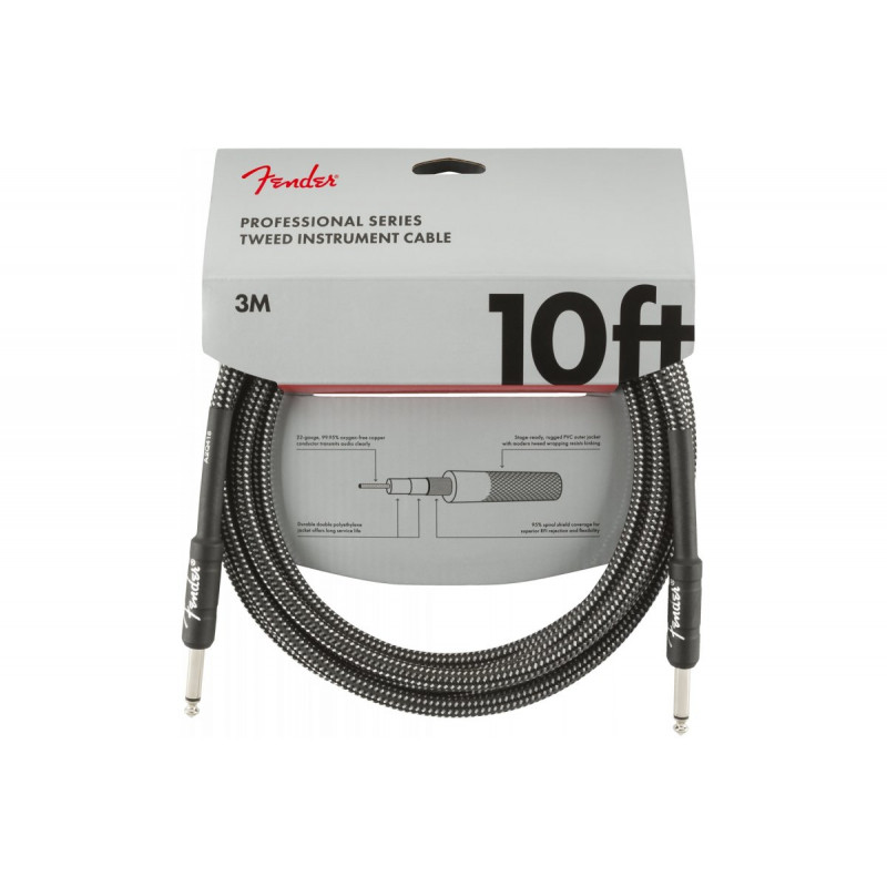 Кабель инструментальный FENDER Cable professional series 10" tweed Grey