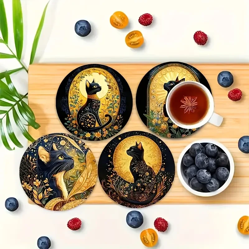 Набор деревянных подставок под чашки Черные кошки 6 шт. - фото 5 Набор деревянных подставок под чашки Черные кошки 6 шт. - фото 5