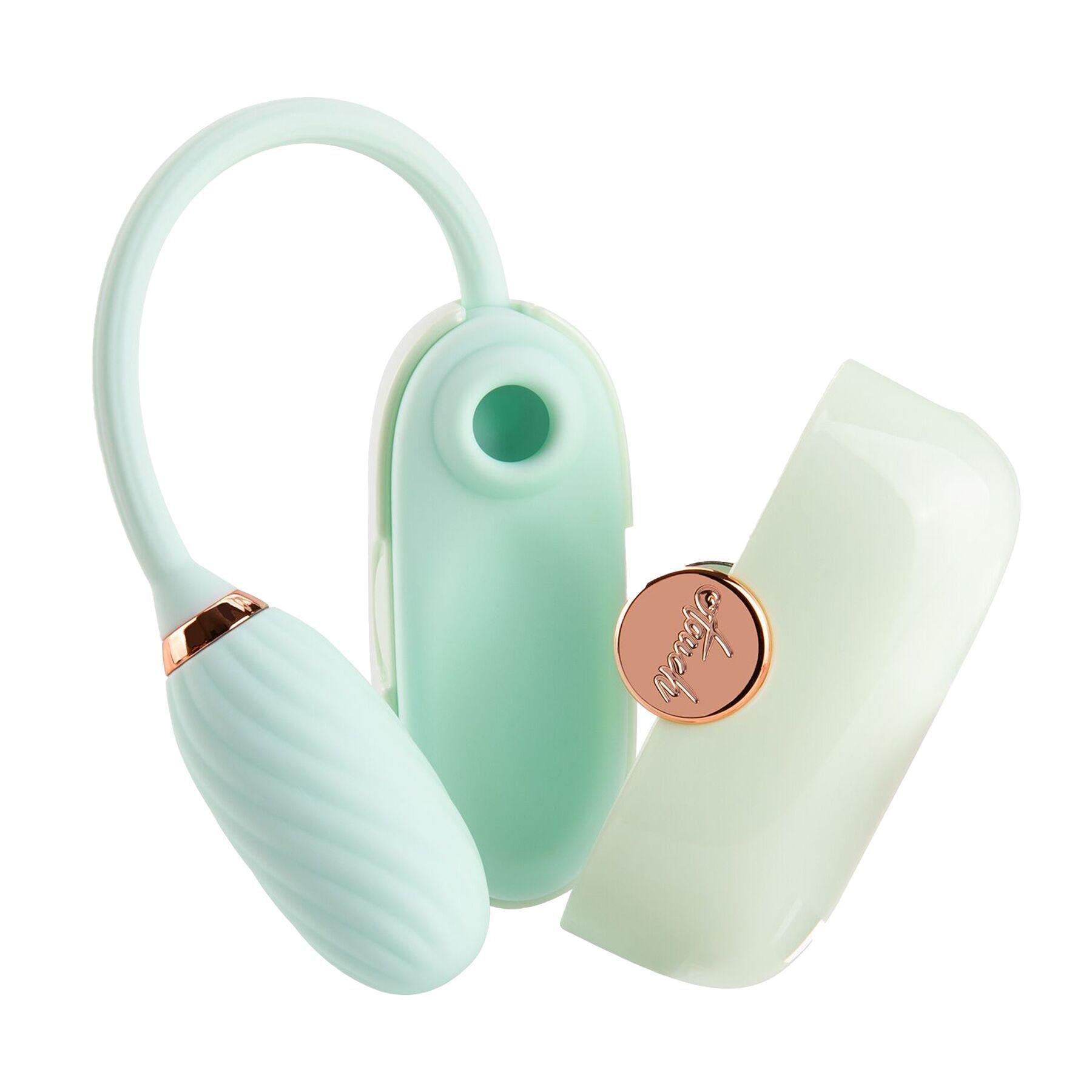 Стимулятор вакуумный клиторальный Otouch Louis Vibrate Teal с виброяйцем в кейсе (SO9429)