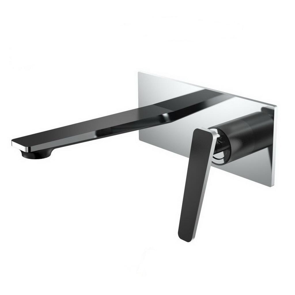 Змішувач для умивальника Frap F1057-22 настінний одноважільний Чорний/Хром (126337)