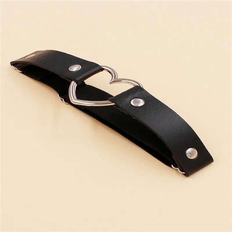 Повязка на ногу Сердце кожанная Черный Повязка на ногу Сердце кожанная Черный