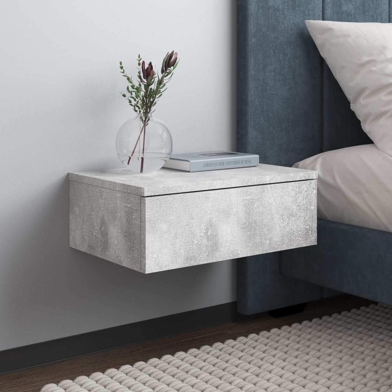 Тумба прикроватная навесная Вайс M-34 45х30х16 см Бетон (30655343) - фото 1 Тумба прикроватная навесная Вайс M-34 45х30х16 см Бетон (30655343) - фото 1