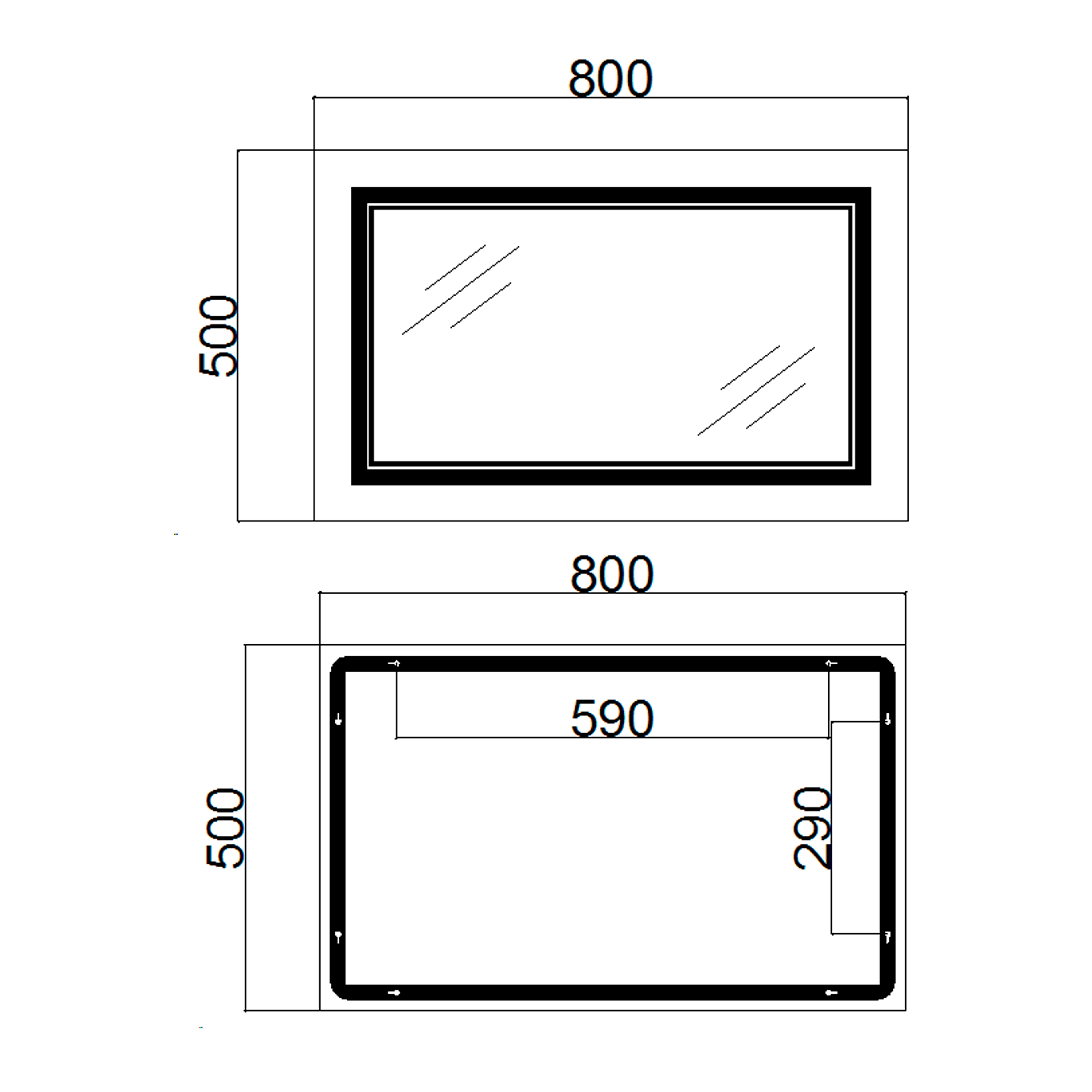 Зеркало Qtap Cardinal Reverse QT0478C5080 с LED-подсветкой Touch/с антизапотеванием/диммером 3000-6500K 500х800 мм (20576398) - фото 2