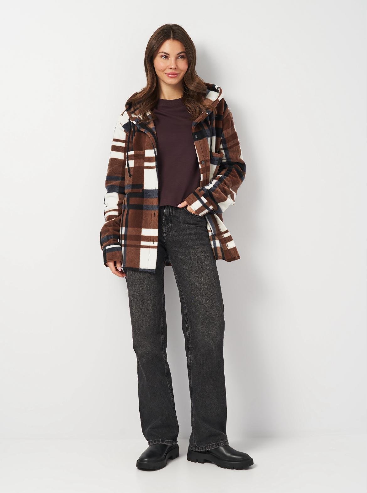 Рубашка женская Рони оверсайз утепленная р. 50 Коричневый (2288072864) - фото 2 Рубашка женская Рони оверсайз утепленная р. 50 Коричневый (2288072864) - фото 2