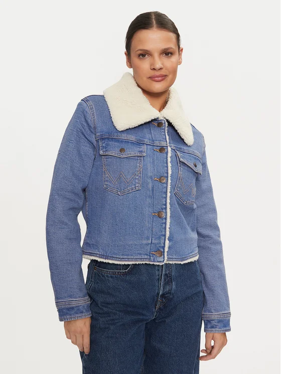 Шерпа жіноча джинсова Wrangler heritage sherpa jacket first love S Синій (32927105)