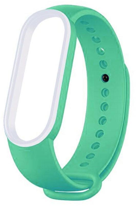 Ремешок UWatch Double Color Replacement Silicone Band Line For Xiaomi Mi Band Line 5/6/7 Mint/White - фото 1