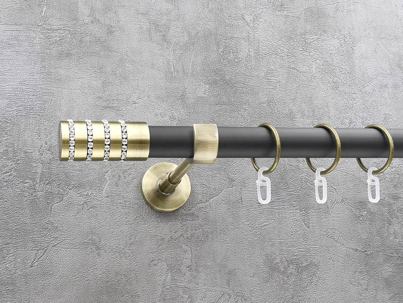 Карниз Quadrum Барамела гладкая штанга одинарный модерн 25 мм 400 см антик/Черный матовый (46976249) Карниз Quadrum Барамела гладкая штанга одинарный модерн 25 мм 400 см антик/Черный матовый (46976249)