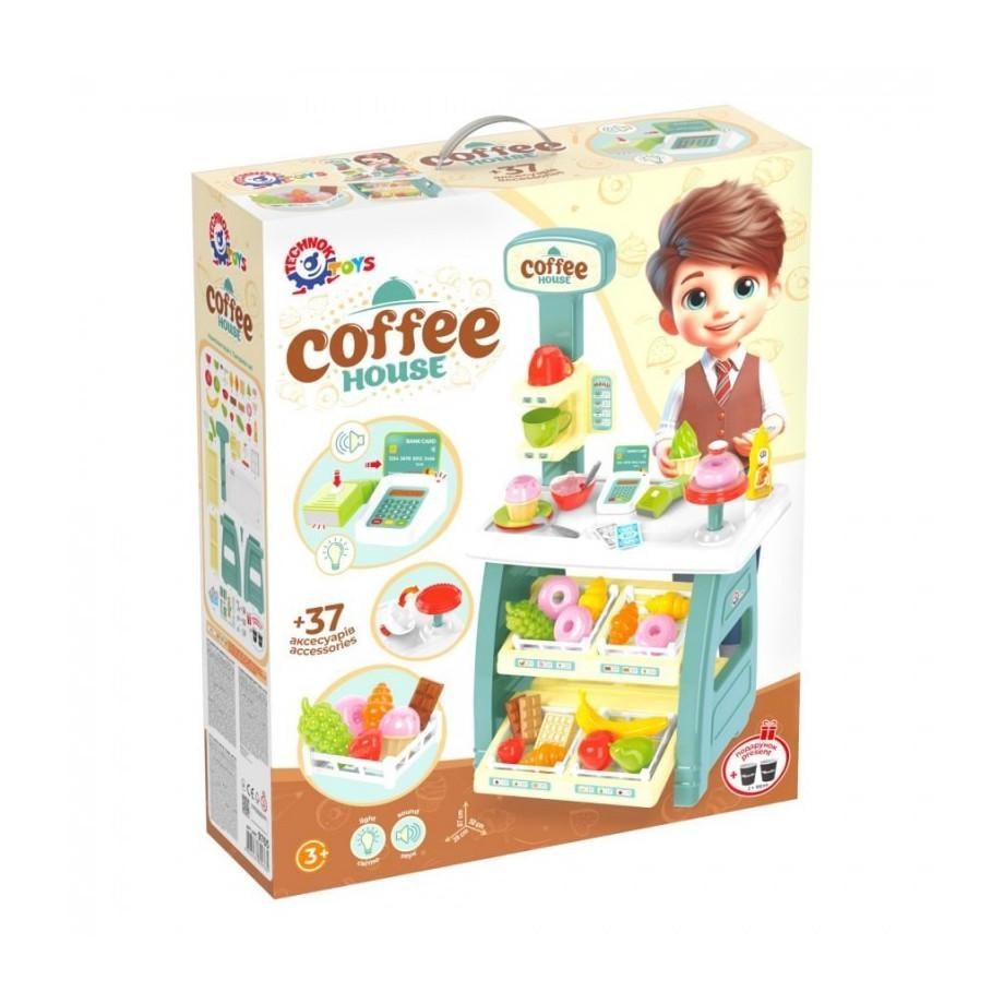 Ігровий дитячий набір Кав'ярня ТехноК 9765TXK прилавок з полицями/іграшкові солодощі