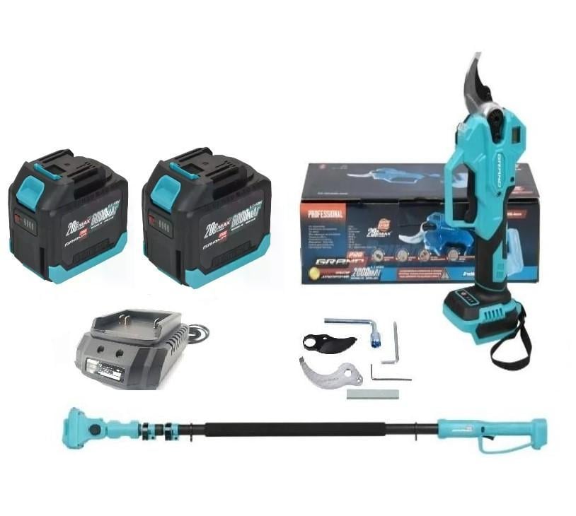 Секатор аккумуляторный бесщеточный Grand СА-40F/20BL-base удлинитель 3 м/дисплей/подсветка/два аккумулятора 6 Ач/зарядное устройство (30835426)