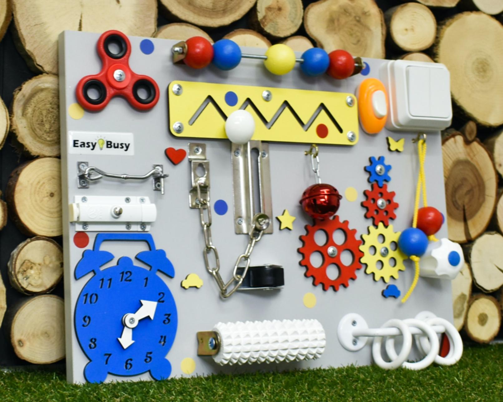 Бизиборд для раннего развития Easy Busy Child Компакт 30х40 см Желто-сине-красный Бизиборд для раннего развития Easy Busy Child Компакт 30х40 см Желто-сине-красный