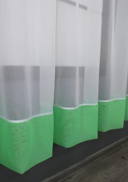 Занавеска на кухню шифон 280х170 см Белый/Мятный (047к) - фото 3 Занавеска на кухню шифон 280х170 см Белый/Мятный (047к) - фото 3