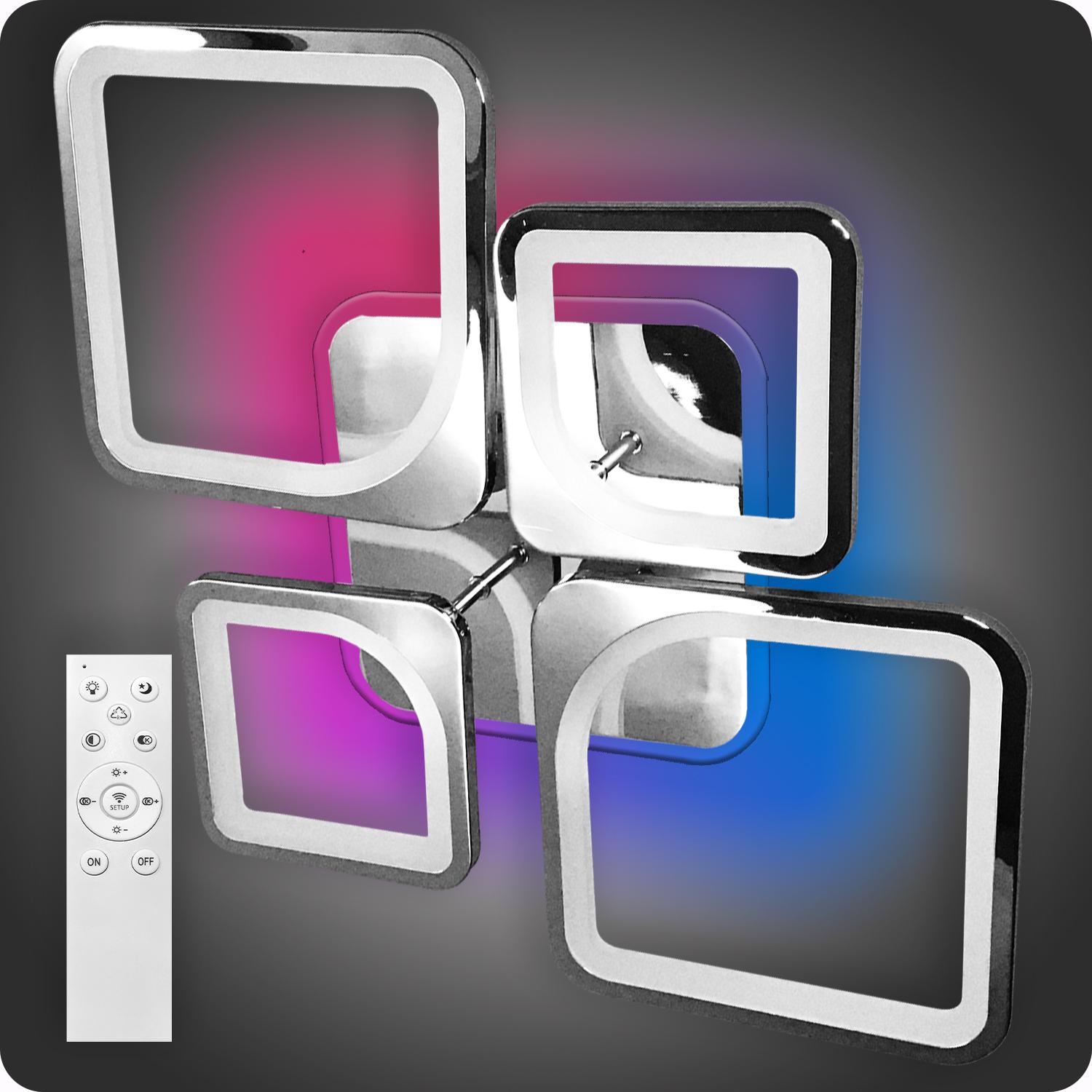 Люстра светодиодная 517 Light 3color с пультом 120 Вт Хром (01738)