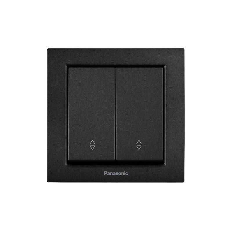 Выключатель проходной двухклавишный Panasonic Karre Plus 55 с рамкой ABS Черный (WDTC90112B UA1)