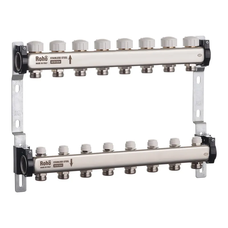 Коллектор с термостатическими и запорными клапанами Roho R805-08 1"х8 вых (RO0062)
