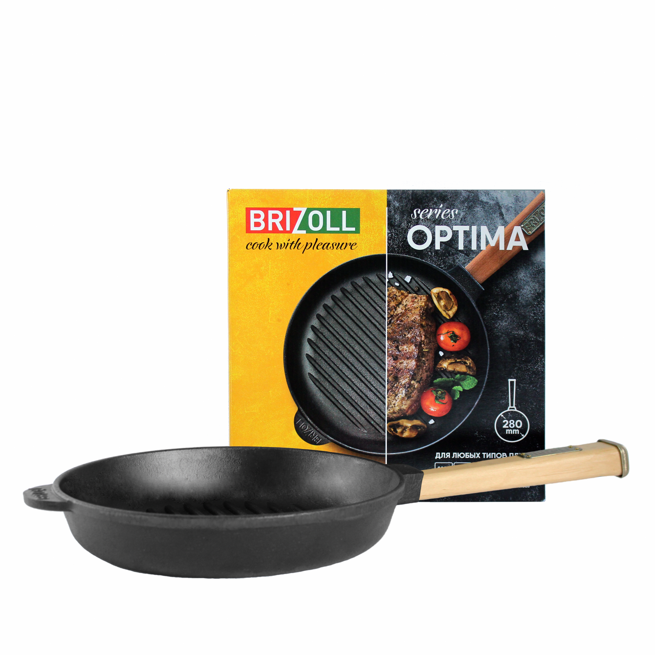 Сковорода-гриль Brizoll Optima с ручкой 280х50 мм (O2850G-P) - фото 3