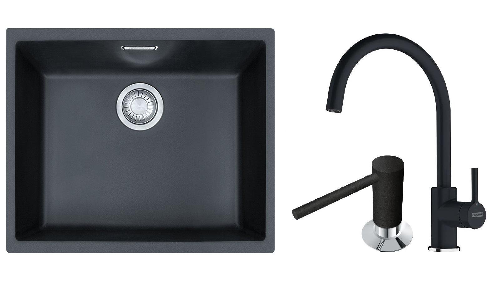 Комплект из кухонной мойки Franke Sirius SID 110-50 кухонного смесителя Franke Lina и дозатора моющих средств Franke Comfort (37123)
