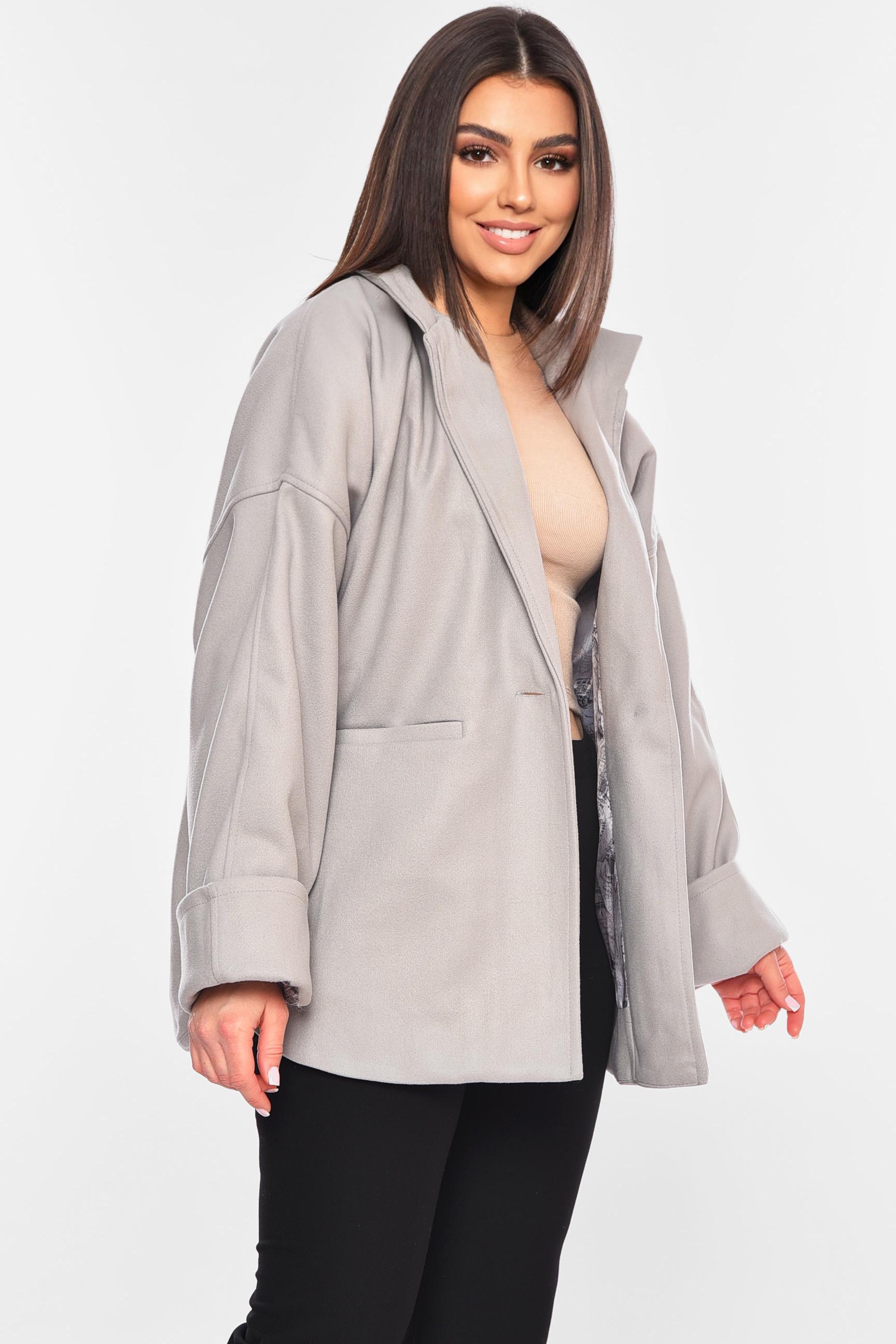 Пальто женское демисезонное р. 50-52 Серый (198395)