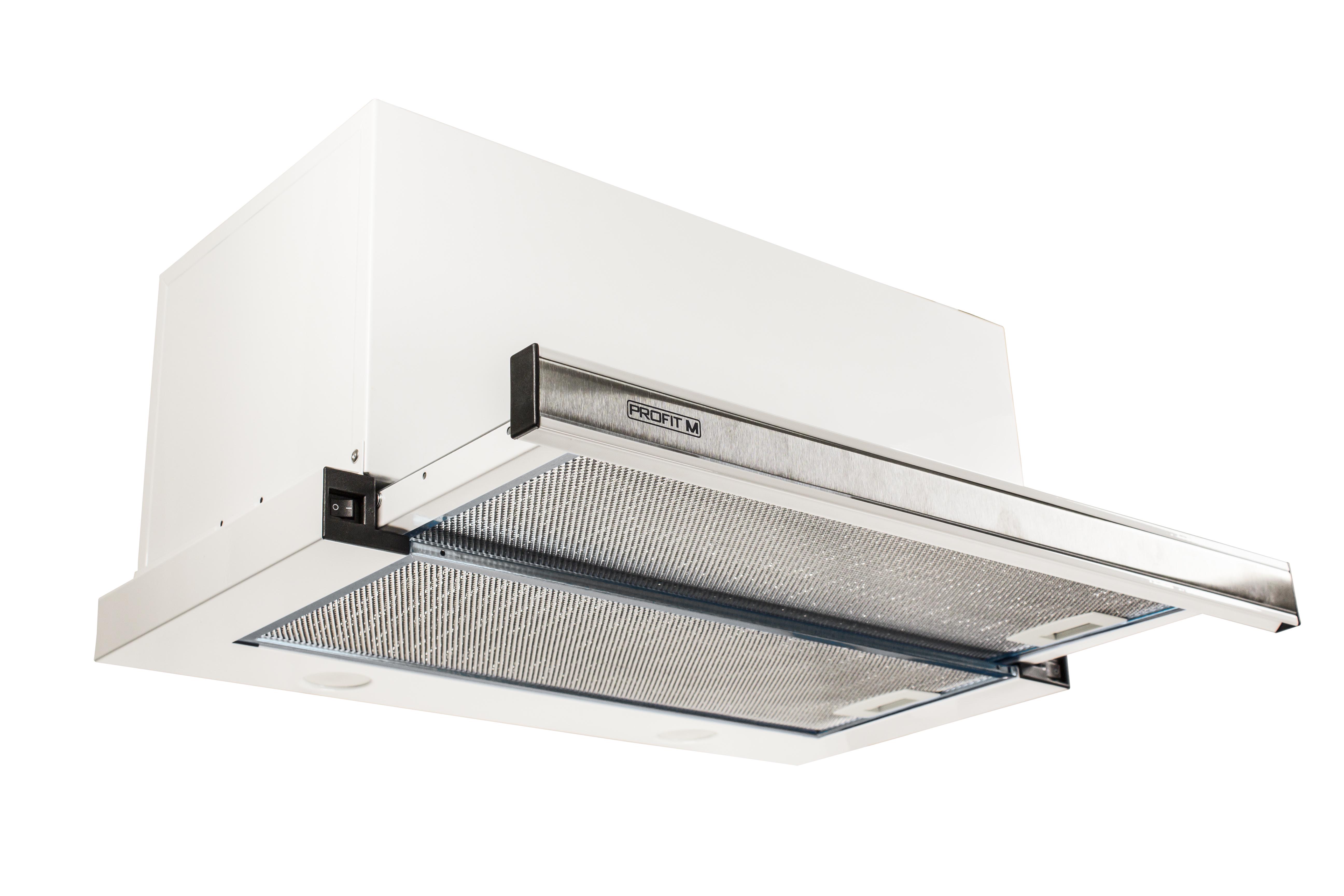 Вытяжка кухонная ProfitM Телескоп №2 60 см 1000 м3 LED вставка нержавейка Белый
