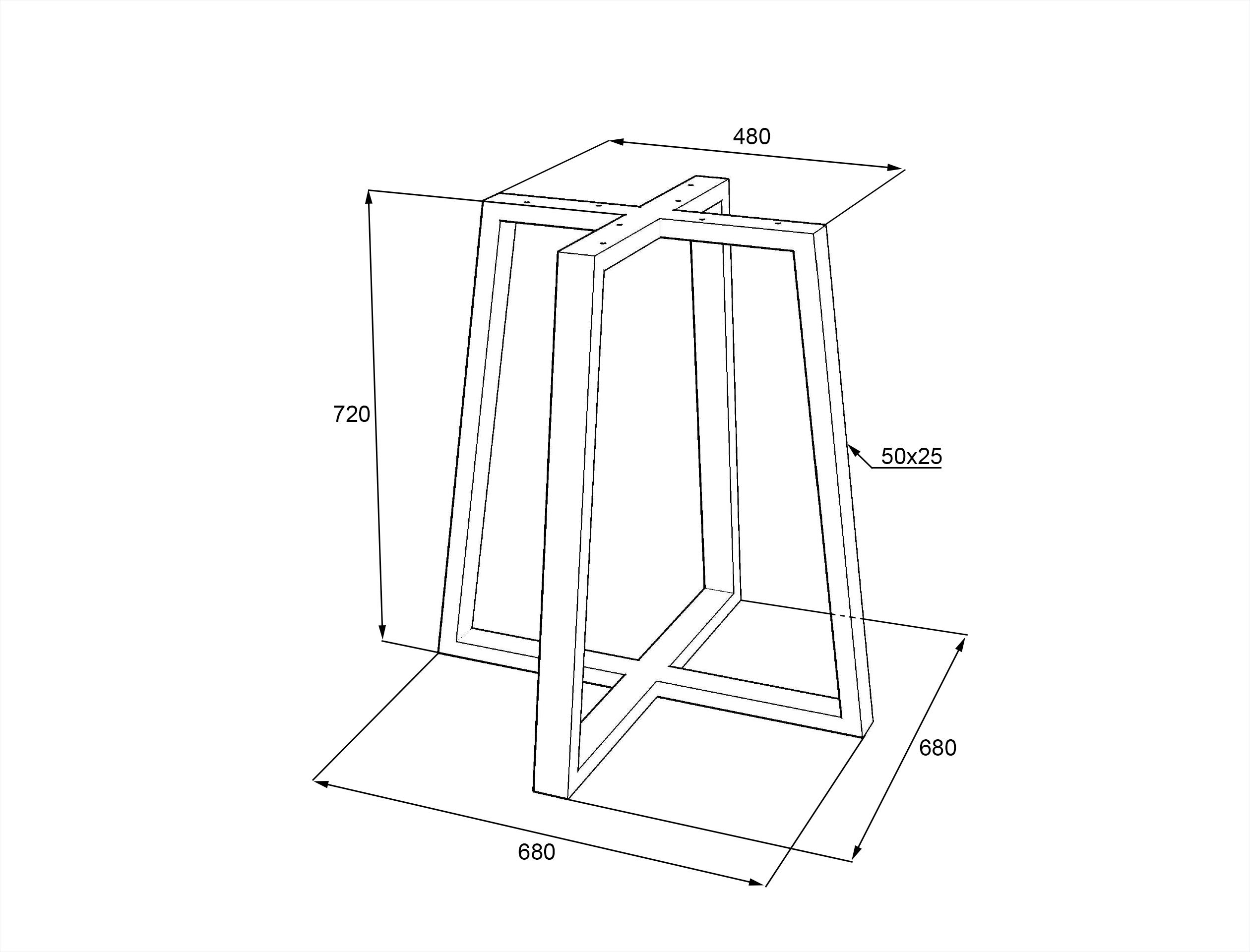 Опора для столу Lofty Серія 20 із металу ширина 480х680 мм Чорний - фото 2 Опора для столу Lofty Серія 20 із металу ширина 480х680 мм Чорний - фото 2