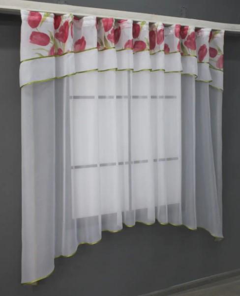 Гардина кухонна з аркою 280х170 см Білий/Червоний (036к) - фото 2 Гардина кухонна з аркою 280х170 см Білий/Червоний (036к) - фото 2