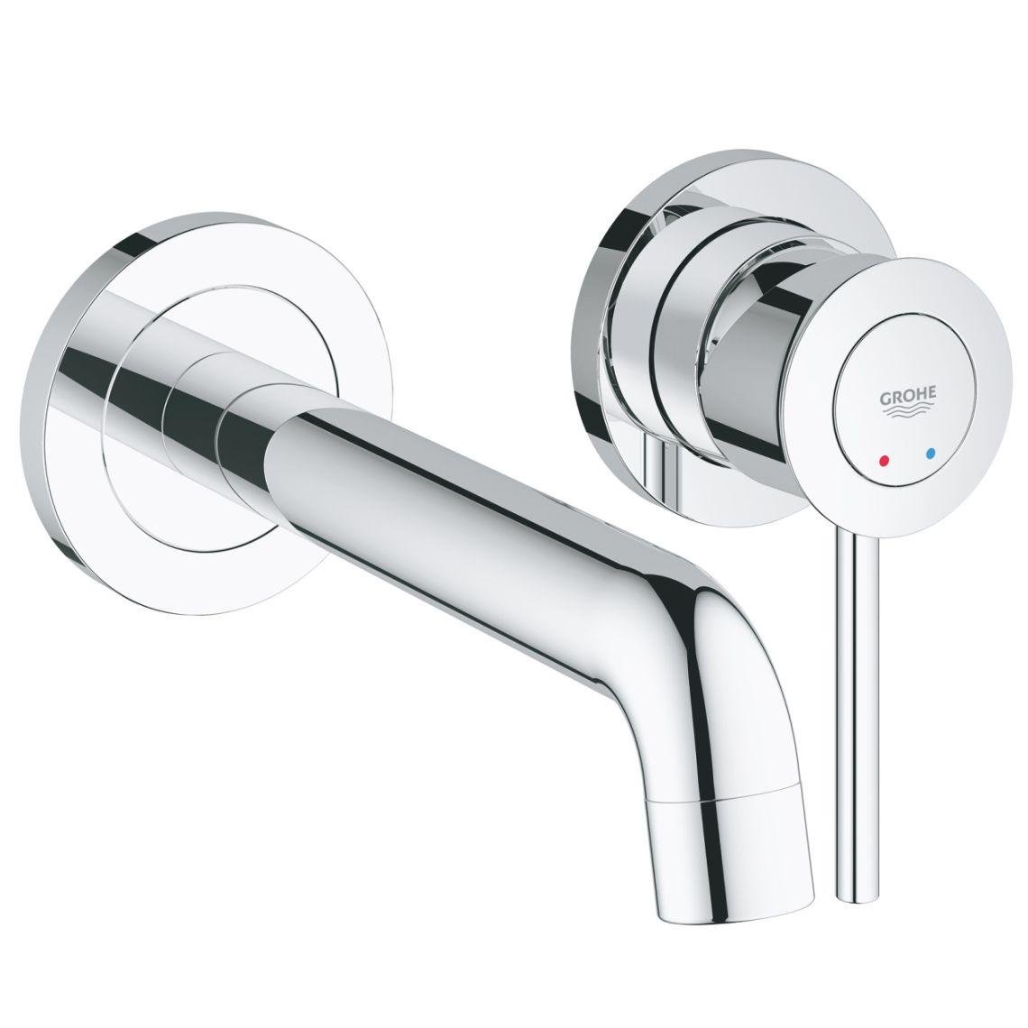 Смеситель для умывальника Grohe BauClassic монтаж со стены внешняя внутренняя часть Хром (2029200C)