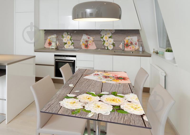 Наклейка 3Д виниловая на стол Zatarga «Живой гербарий» 600х1200 мм для домов, квартир, столов, кофейн, кафе