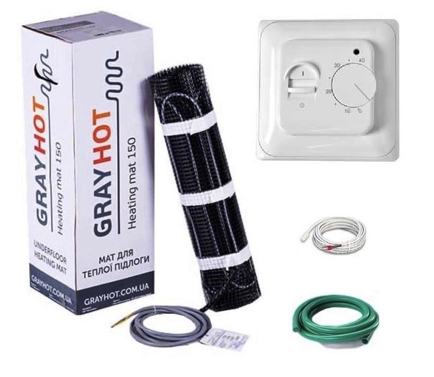 Нагревательный мат под плитку GrayHot 2,9 м2 с механическим терморегулятором (GH21)