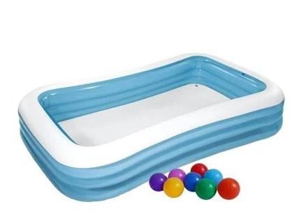 Басейн надувний прямокутний Intex із вінілу зі зливним клапаном та кульками 1020 л 305х183х56 см Синій (21-9-58484-1)