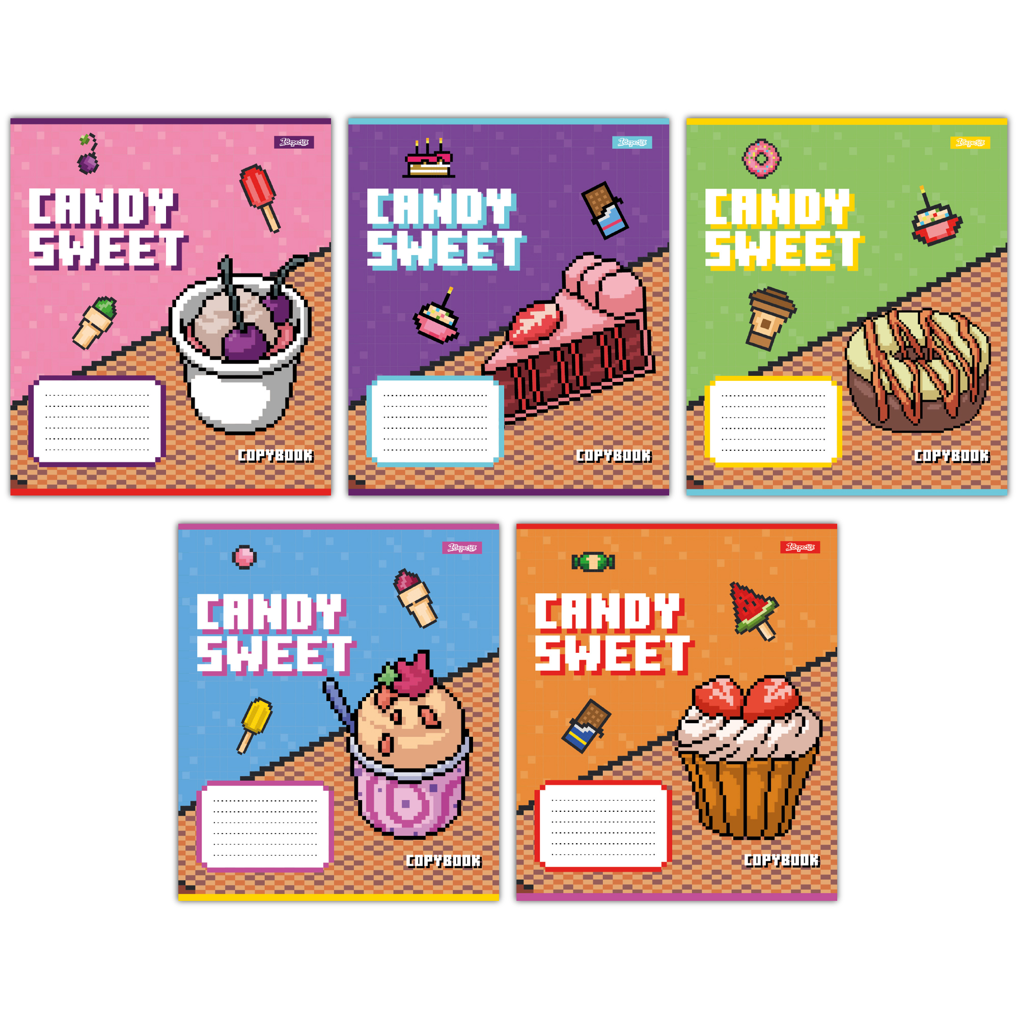 Набор тетрадей школьных 1Март Candy sweet А5/12 коса линия 25 шт. (767201)