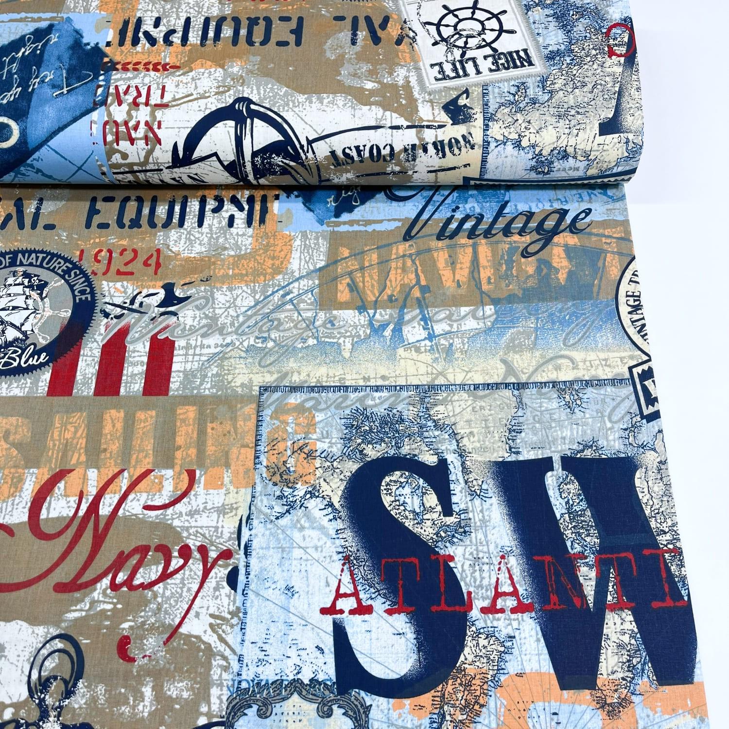 Ткань для постельного белья ранфорс морской винтаж 240 см (G-10882/1 00023)