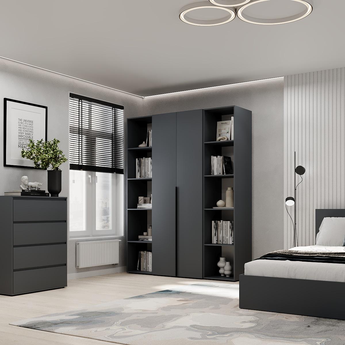 Шкаф распашной комбинированный ART IN HEAD №15 Light 1600x500x2200 мм Графит серый (GALTK0157000000) - фото 3 Шкаф распашной комбинированный ART IN HEAD №15 Light 1600x500x2200 мм Графит серый (GALTK0157000000) - фото 3