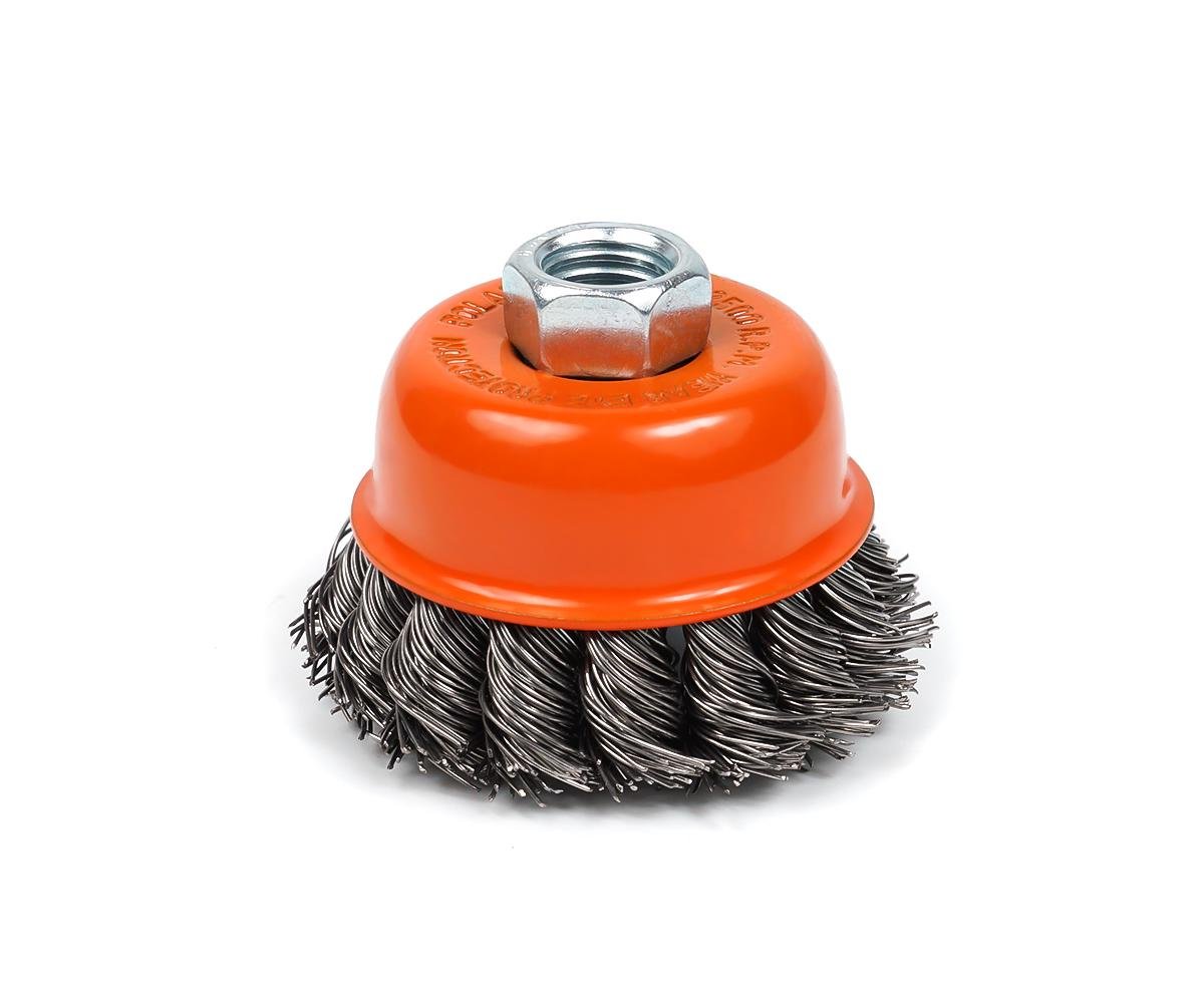 Щетка по металлу Polax чашечная по металлу для УШМ стальная проволка М14 65 мм(54-159)