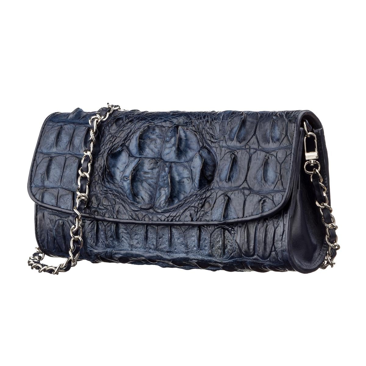 Сумка клатч Crocodile Leather 18248 из натуральной кожи крокодила Синий