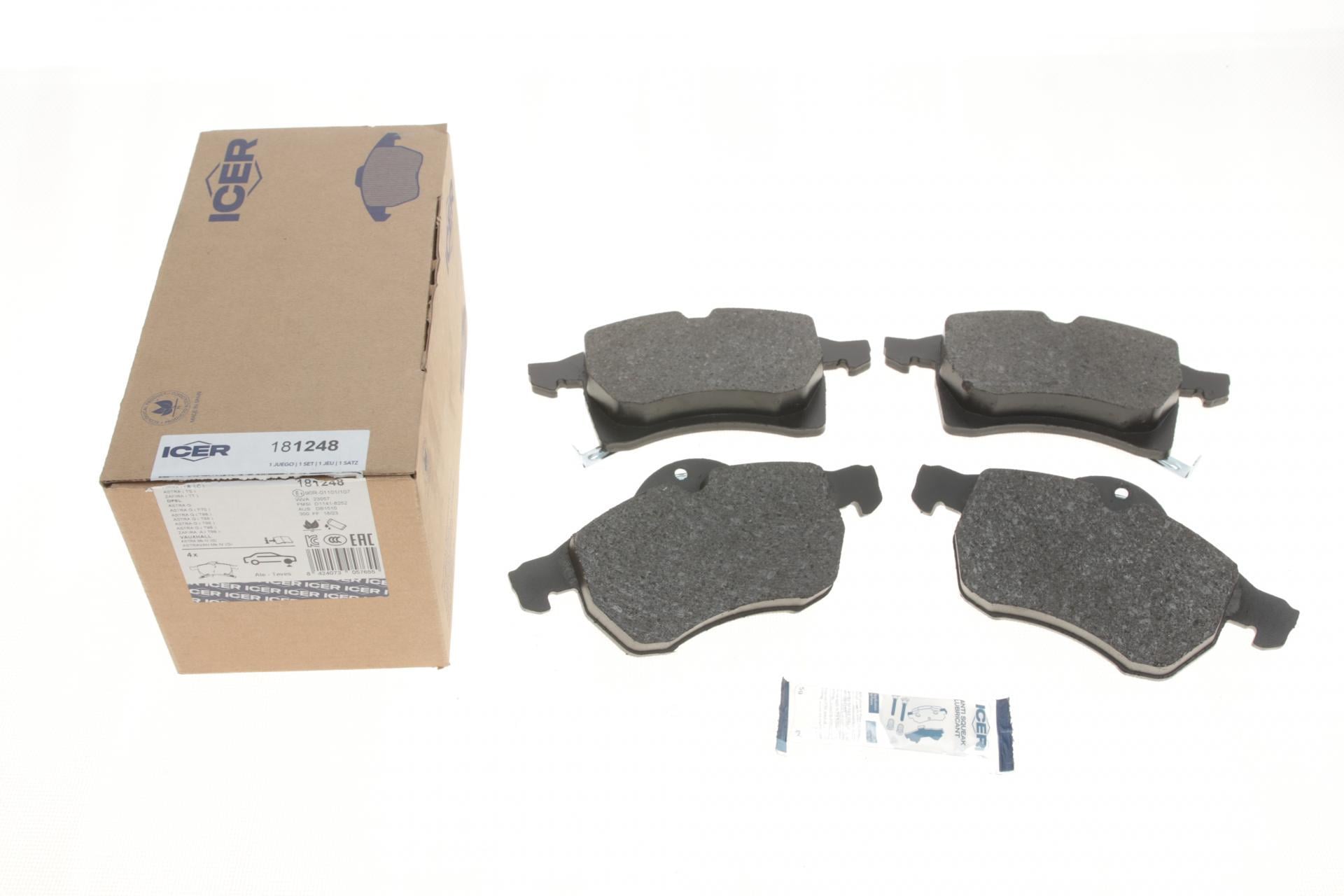 Колодки тормозные передние ICER для Opel Astra G 98-09/Zafira A 99-05/Chevrolet Astra 02-11 (181248)