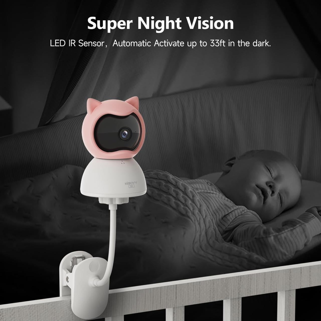 Відеоняня Xiaovv Q2BM на прищепці Рожевий (28780643) - фото 13