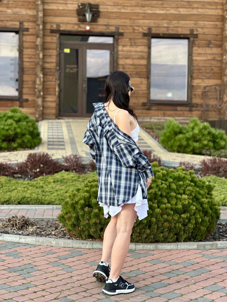 Рубашка женская в клеточку Синий/Белый (2567453283) - фото 6 Рубашка женская в клеточку Синий/Белый (2567453283) - фото 6