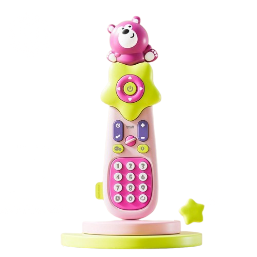 Детский музыкальный телефон-пульт Huanger со свистком Розовый