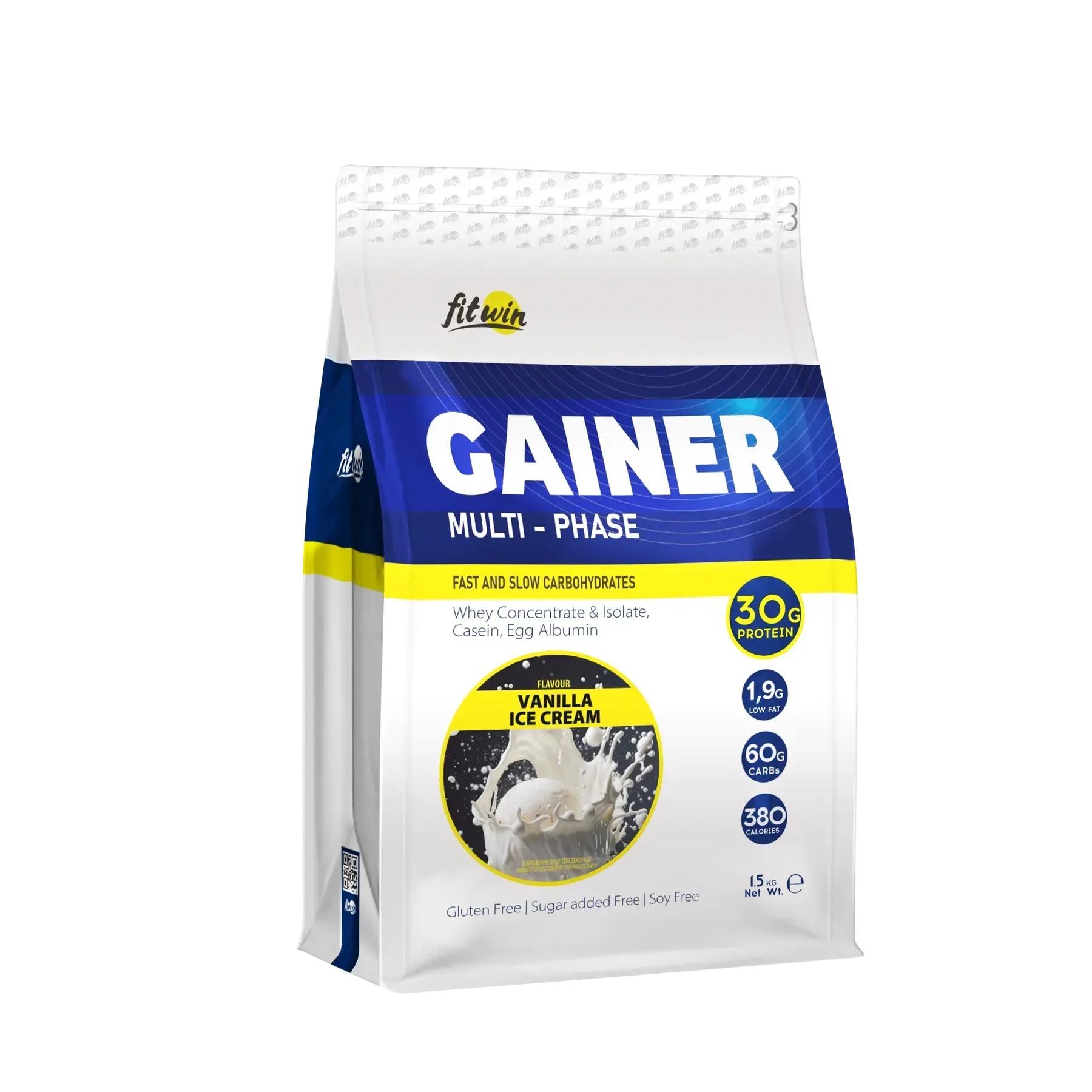 Гейнер FitWin GAINER 30% 1500 г Ванильное мороженое (FIT-1123)