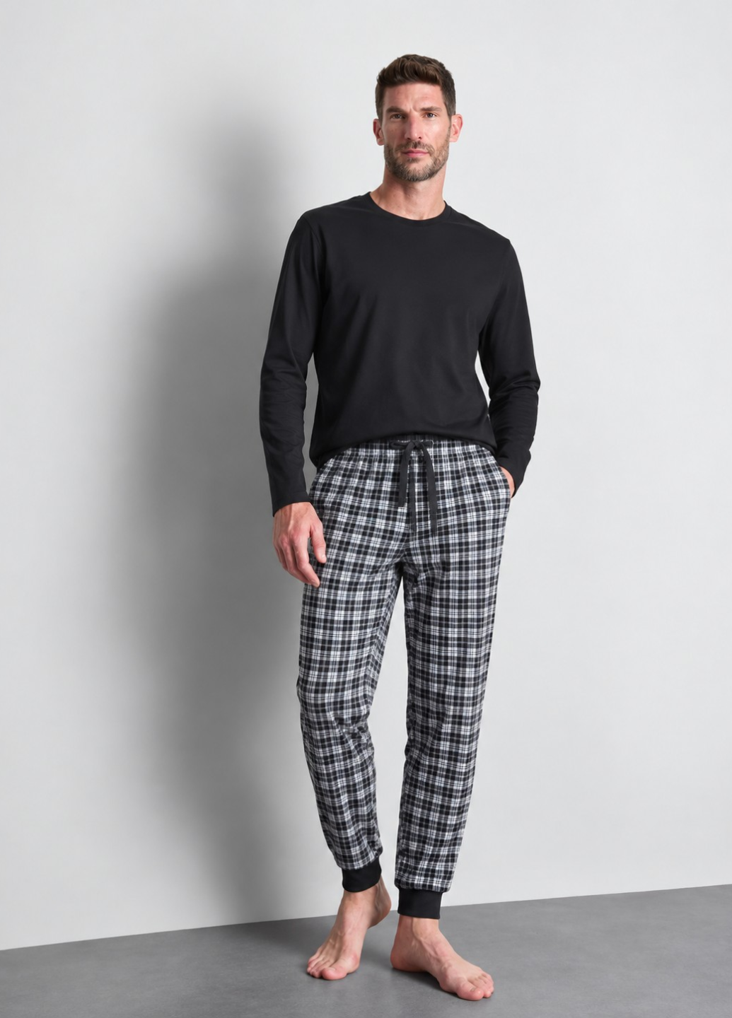 Пижама мужская PRIMARK Pyjamas Long sleeve с флисовым напылением XS Черный (277)