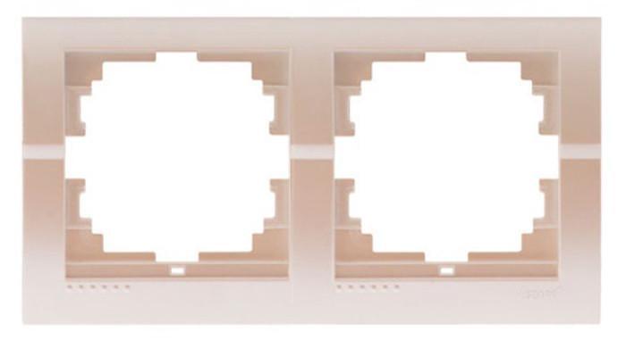 Рамка двухместная горизонтальная Lezard Deriy без вставки Жемчужно-белый (00000012322)