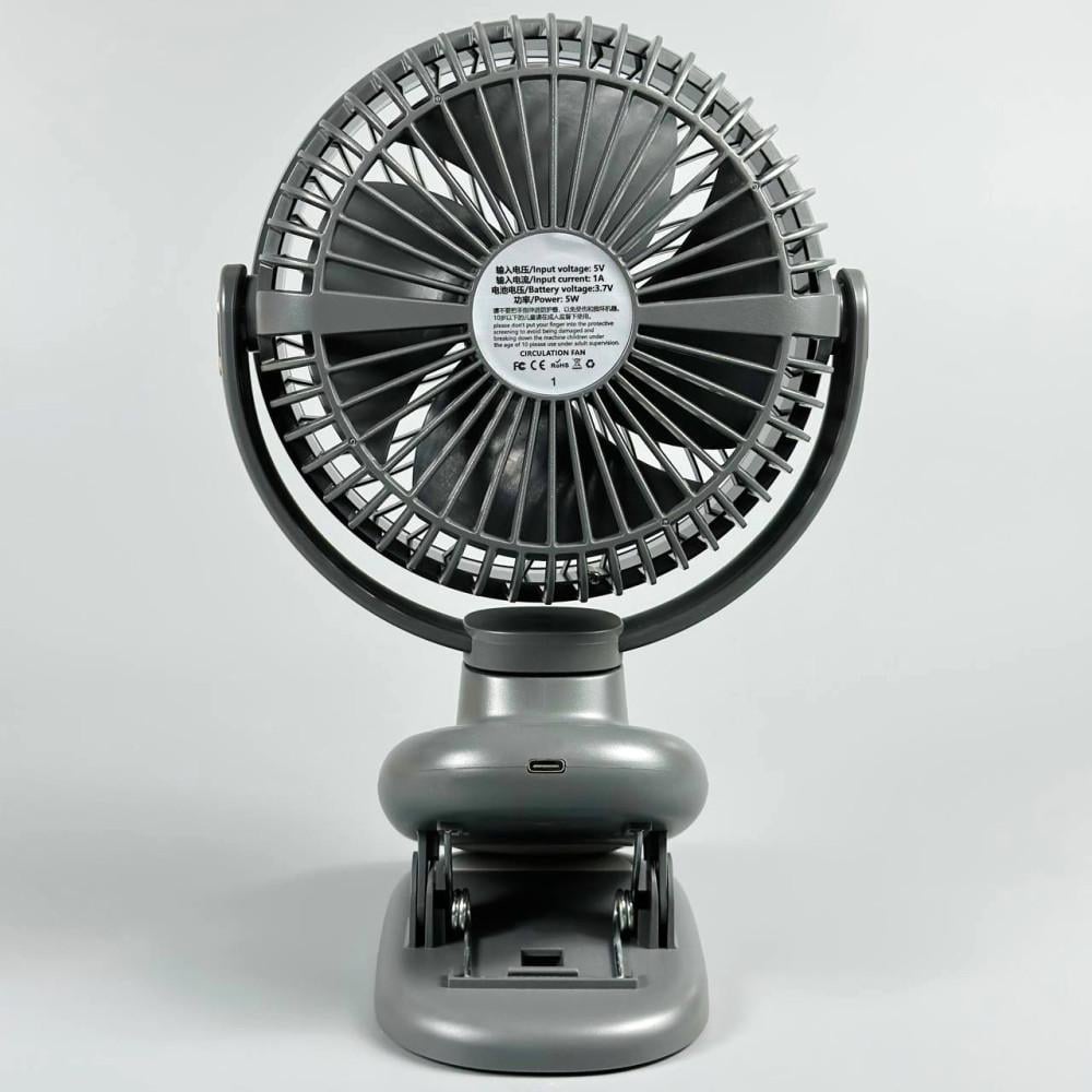 Вентилятор портативний настільний S6 3в1 2400mAh на прищіпці/з дисплеєм/з вбудованим акумулятором Grey ( S6 3in1) - фото 6