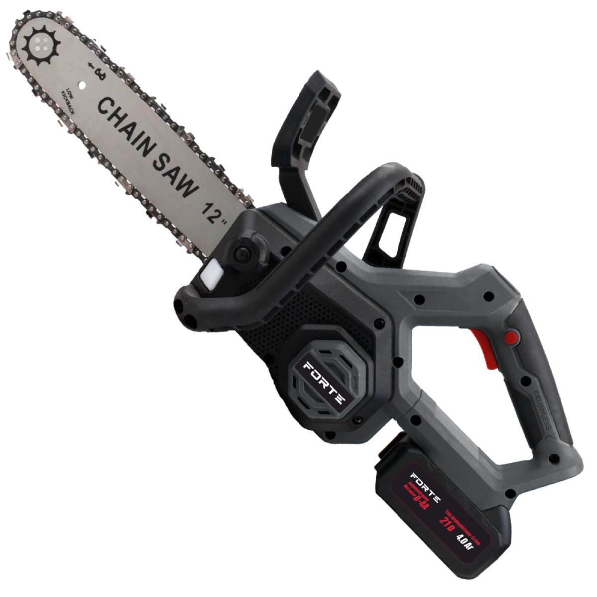 Цепная пила аккумуляторная бесщеточная Forte CS-30B 21 В 4,0 А/ч шина 300 мм
