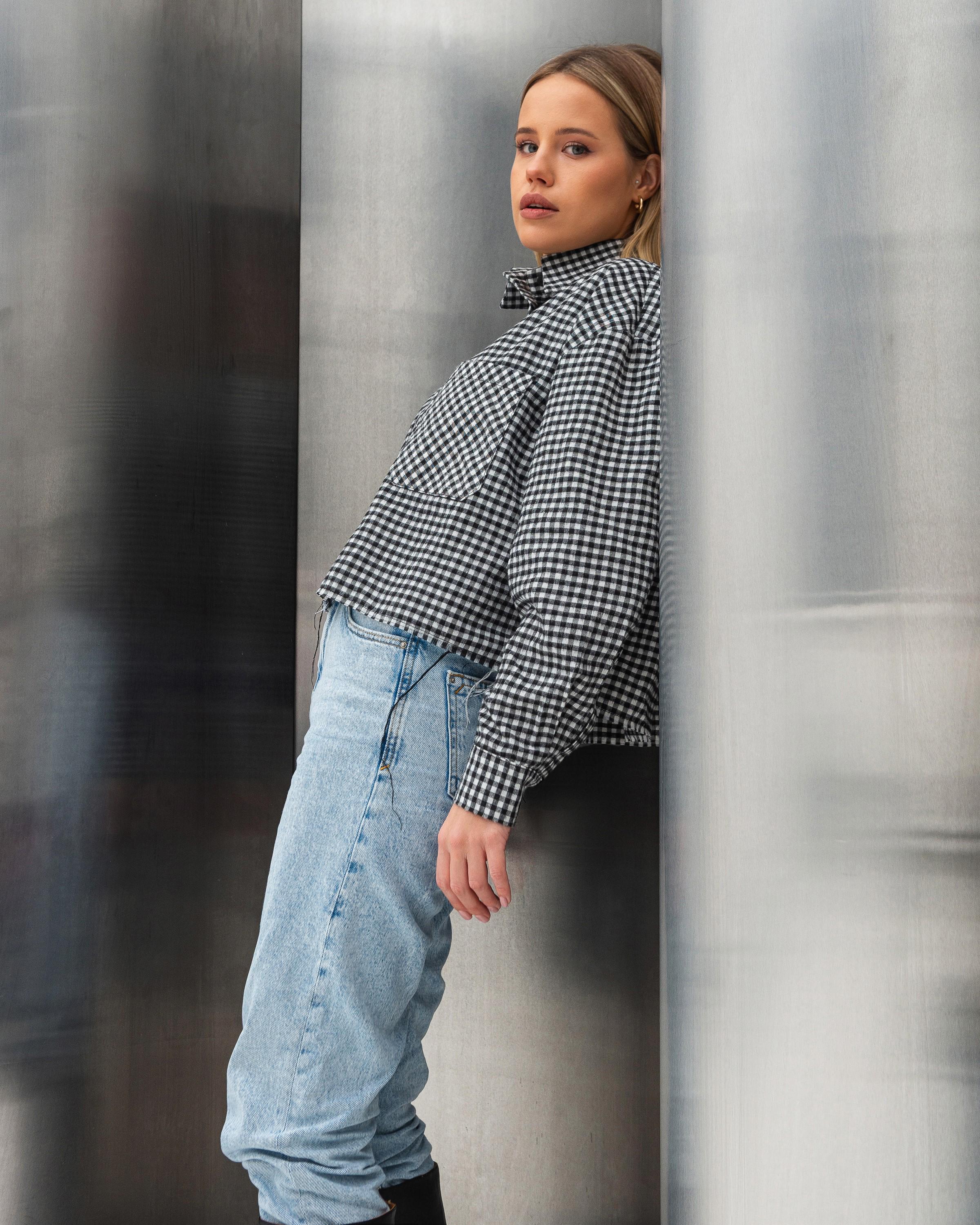 Сорочка жіноча ZF Inspire 1662 тепла коротка у клітинку L-XL Чорний (1662-Black-L-XL) - фото 2 Сорочка жіноча ZF Inspire 1662 тепла коротка у клітинку L-XL Чорний (1662-Black-L-XL) - фото 2