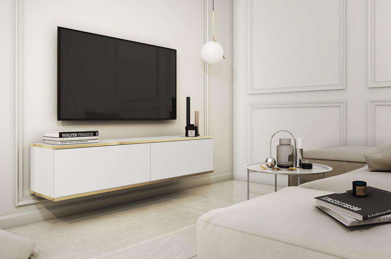 Тумба под телевизор навесная Perfect Home Oro RTV135 2-дверная Белый (PFH-091349)