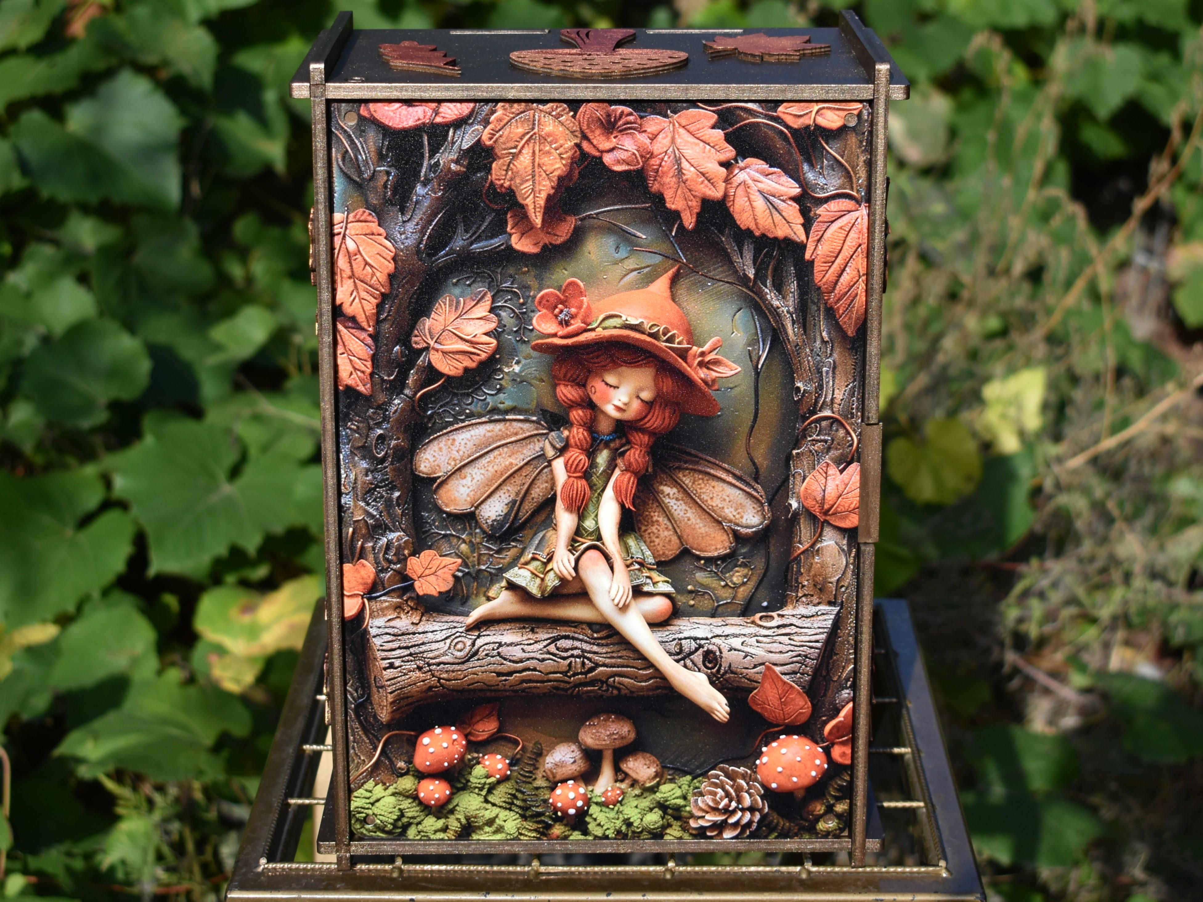 Подарочная коробка Лесная фея 3D из фанеры 20х30х12 см (21683079) - фото 4 Подарочная коробка Лесная фея 3D из фанеры 20х30х12 см (21683079) - фото 4