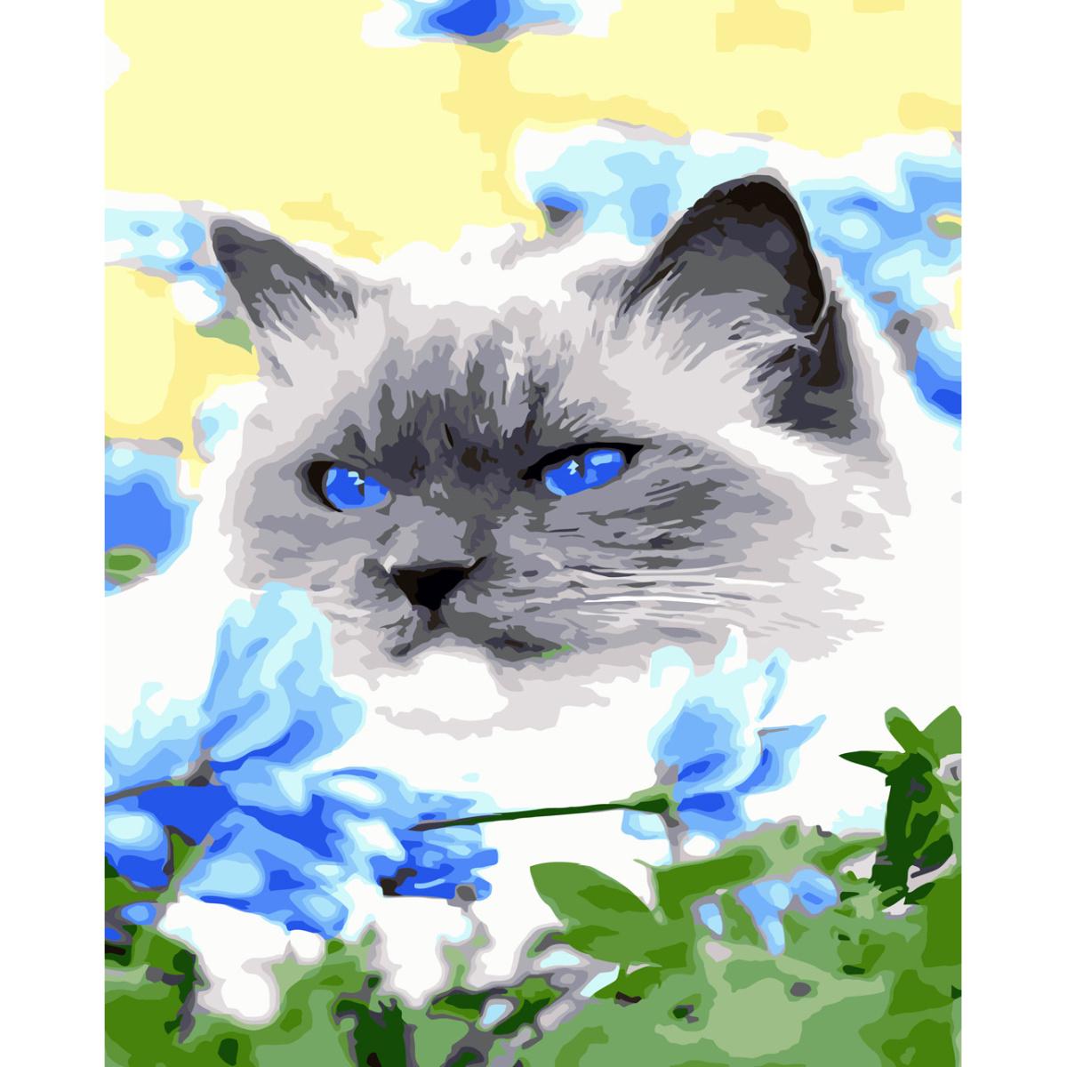 Картина по номерам Strateg Премиум Голубоглазое чудо с лаком 30х40 см (SS-6513)