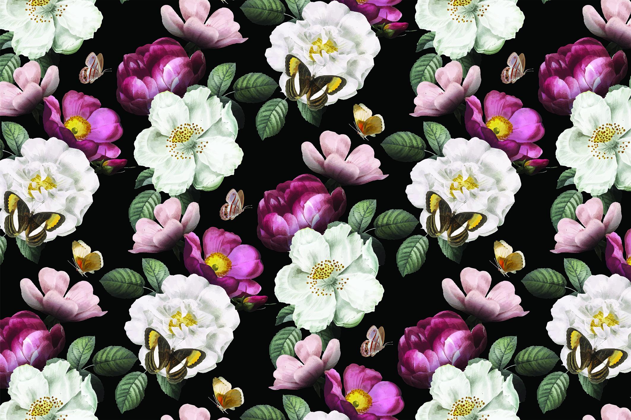 Фотообои флизелиновые Upstream Полет бабочек над цветами 368х245 см (S5NTR-101/7)