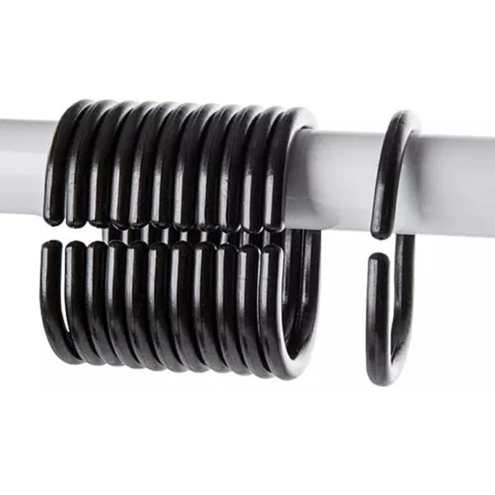 Кольца-крючки для ванной комнаты и душа для душевой шторки в ванную комнату пластиковые 12 штук Черный